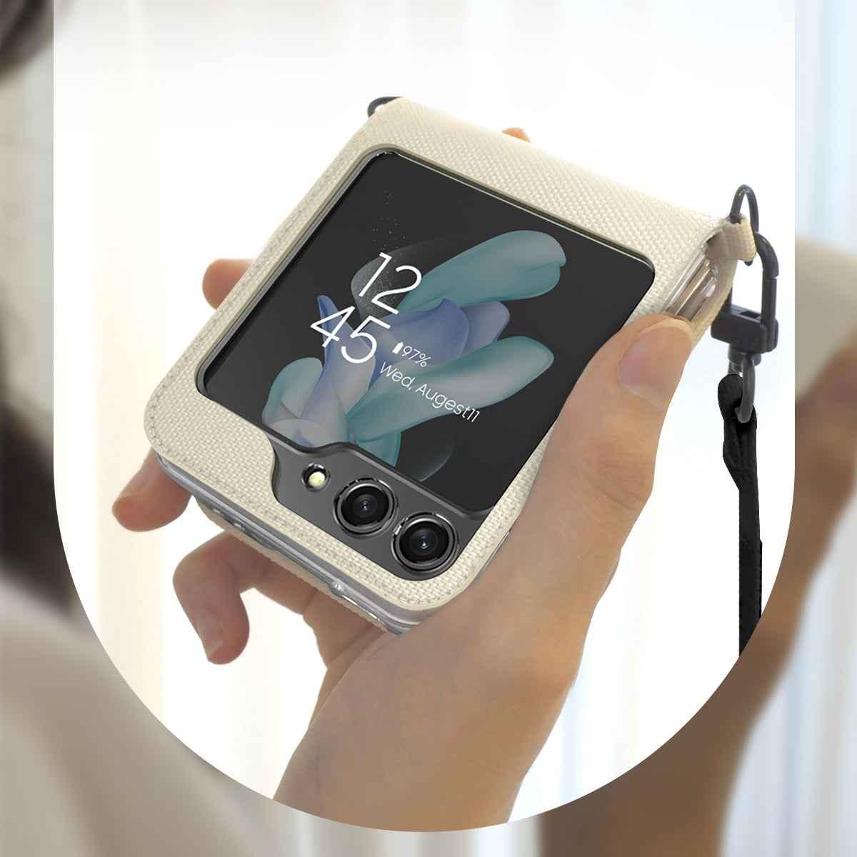 Araree Z Flip 5 Canvas Diary Flip Case - Ivory Araree Z Flip 5 Canvas Diary Flip Case - Ivory